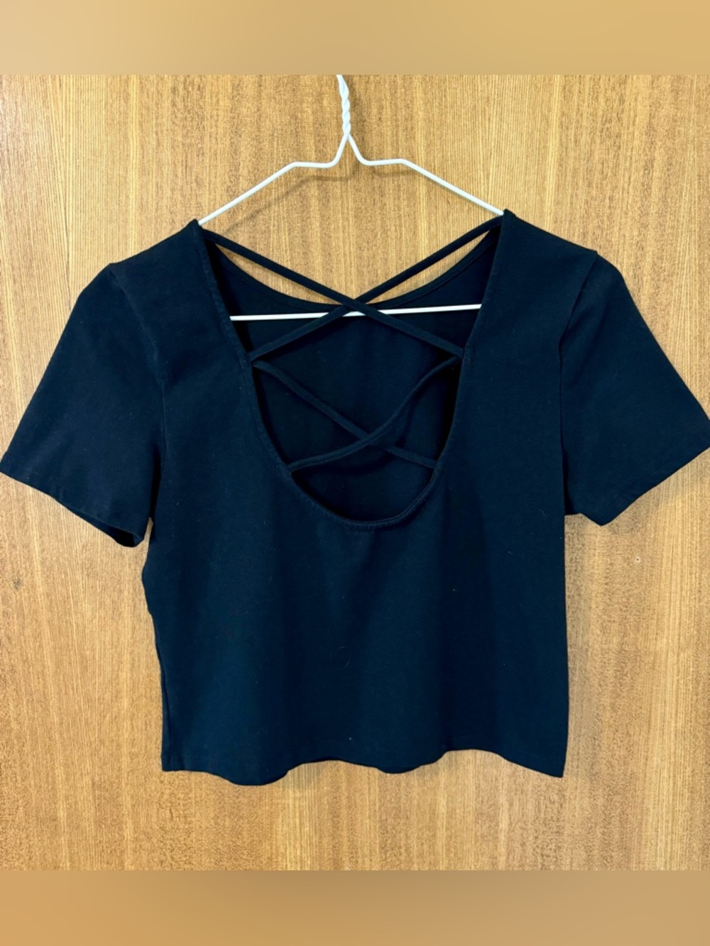 Charlotte Russe Black Crisscross Back Crop Top